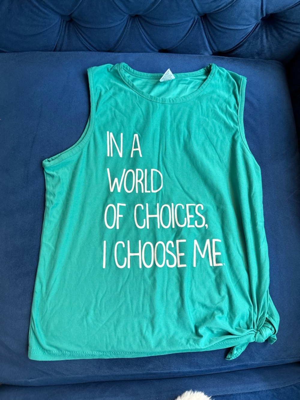 Women's Teal Graphic Tie-Hem Tank Top - I Choose Me